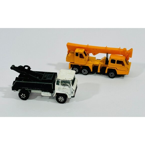 Vintage Yatming Black White Tow Truck & Zylmex Windracers P311 Crane Set Hong Ko - Picture 1 of 12